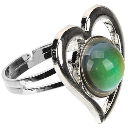 Hjerte Ring Farveskiftende Humør Ring Finger Dekoration Tøj Ring Kvinder (2X1.8CM, som vist på billedet)