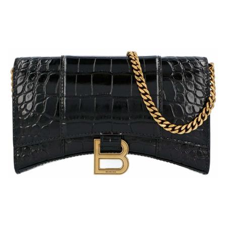 Balenciaga Vintage Pre-owned Pung On Chain Sort, Dame Vintage Tasker, Størrelse: ONE Size
