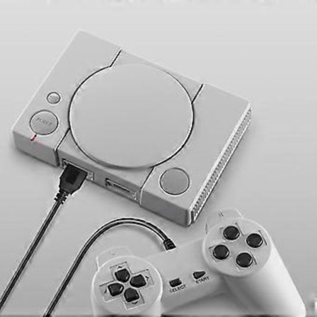 PS1 Mini -pelikonsoli, kaksi peliohjainta, AV-videolähtö, sisäänrakennettu 620 peliä, tukee kahta pelaajaa