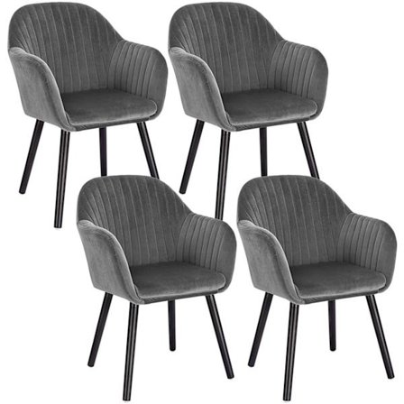 Rootz sæt med 4 spisestuestole - Fløjlsstole - Komfortable siddepladser - Nem montering, holdbart, ergonomisk design - 81 cm x 40 cm x 40 cm