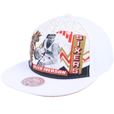 Mitchell & Ness - NBA Bílá snapback Kšiltovka - Philadelphia 76ers 90's Playa Allen Iverson White Snapback @ Hatstore