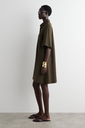 COS Women's Vestido Elástico Con Cuello De Polo in Verde