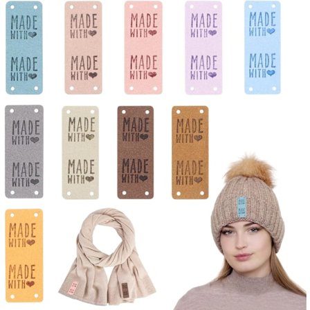 Pakke med 60 (50 x 20 mm) håndlagde etiketter for klær, lær sy