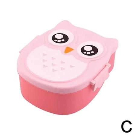 Pöllönmuotoinen lounasrasia lokeroilla Lounasruokasäiliö kansilla Almacenamiento Cocina Kannettava Bento-laatikko lapsille Sch P5Y4 Pink