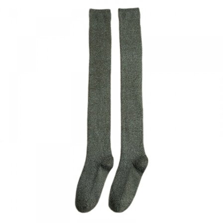 Womens Thigh High Socks Cotton Striped Over the Knee Socks Long Knee High Socks for Women Army green