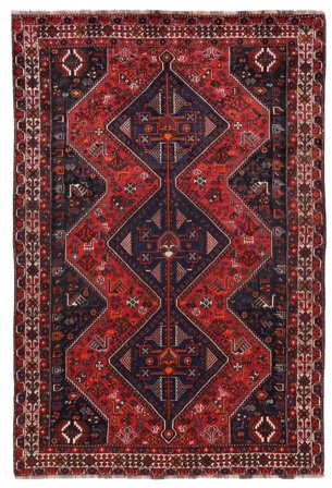 Tapis Shiraz 180X275 Noir/Rouge Foncé (Laine, Perse)