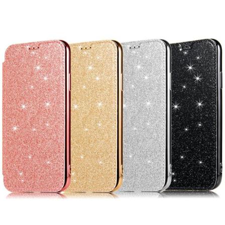 SKALO iPhone 11 Pro Max Flip Cover TPU Ultratyndt Glitter - Vælg Black