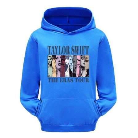 3-16 år Kids Pop Taylor Swift The Eras Tour trykt hettegenser jenter gutter hettegenser genser topper Blue 7-8T 130CM