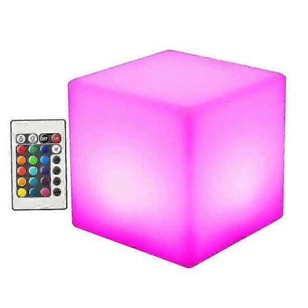 Farveskiftende LED Cube Lampe - 16 Farver, Vandtæt, Fjernbetjening, Indendørs/Udendørs Brug, Stilfuld & Bærbar[HK]