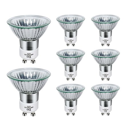 GU10 Halogenpærer 50W Dimbar - 220V GU10 Halogen Spotlights - 2800K Varm Hvit - 700 Lumen (Pakke med 8)