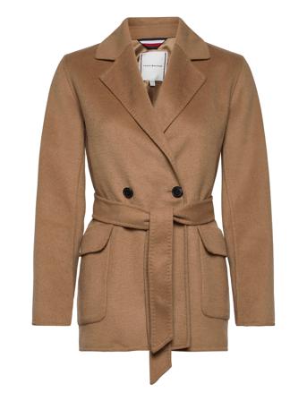 Wool Blend Df Hip Length Coat Beige Tommy Hilfiger
