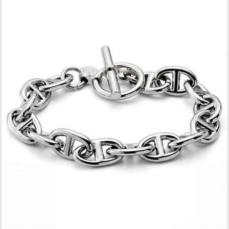 New Classics | Silver‐Tone Stainless Steel Pig Nose Link Toggle Bracelet for Men - Chain Bracelets