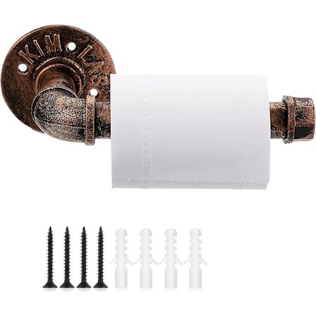 Industriel rør toiletpapirholder - Vintage jern toiletpapirholder med skruer, rustik kraftig håndklædeholder til badeværelse, soveværelse, køkken, 