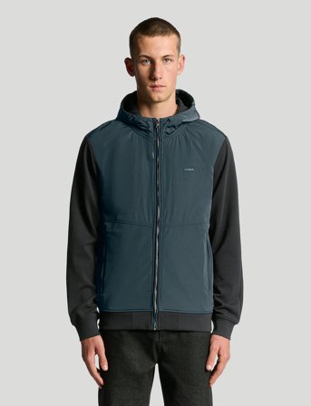 Lyle & Scott Half Raglan Hybrid Hoodie - Navy - L