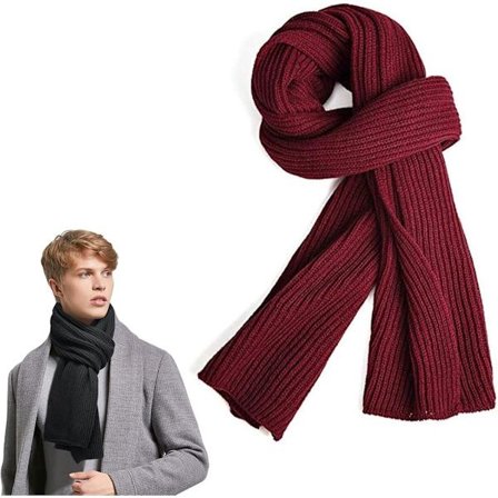 Strikket skjerf for kvinner og menn - Varmt vinterskjerf - Lite skjerf - Unisex - Langt skjerf - Ullskjerf - Vintervarmt og mykt - Herreskjerf - 