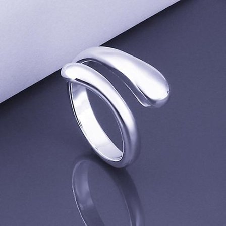 Mode Ring i Silverpläterad Ormhuvudform med Öppning - Dam Smycke Present