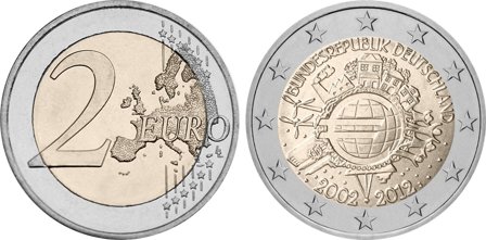 Tyskland 2012 - 10 år med Euro kontanter - 2 euro mønt