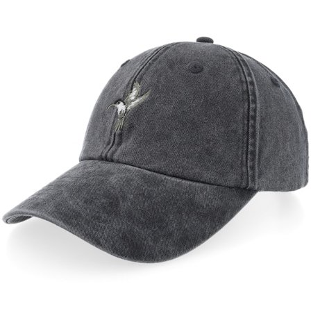 Iconic - Noir unconstructed Casquette - Green Bird Vintage Washed Black Dad Cap @ Hatstore