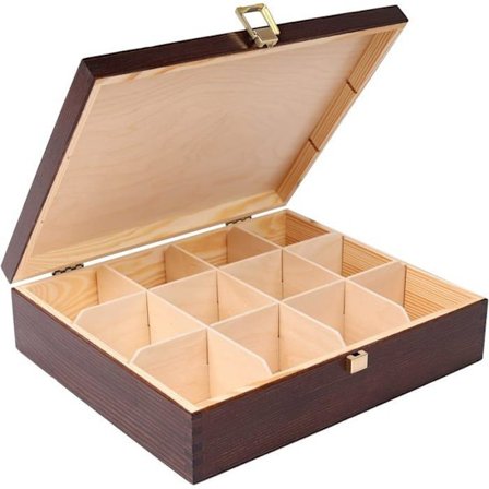Creative Deco Ruskea Puinen Teerasia Ruskea | Pussi S ilytyslaatikko | 29x25x7,5cm | 12 lokeroa Brun