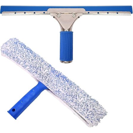 Db Vindusrengjøringssett - Squeegee og mikrofiber vindusvasker - Bilrengjøringssett - 2-i-1 kombinert stripeløs glasskrubber og gummivasker