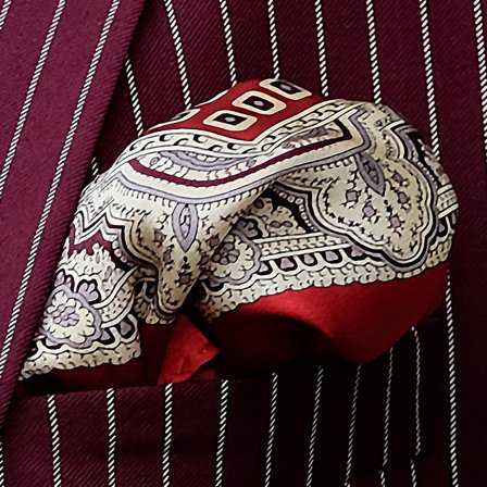 Pañuelo de bolsillo vintange de seda rojo para hombres - Pañuelos de bolsillo estampados