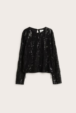 Kappahl | Top z cekinowymi frędzlami | Czarne