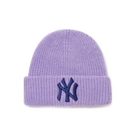 New York Yankees NY logo brodert strikkelue, unisex, lilla, varm, med oppbrett.