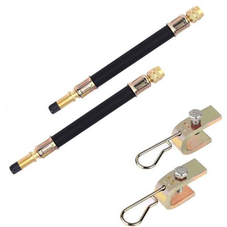 4 stk ventilforlengere og 2 stk klemmer, lengde 19 cm, ventilforlenger, ventiladapter, luftventilforlenger, for lastebil, buss og tilhenger