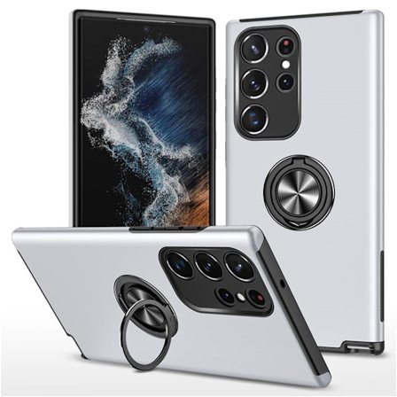Till Samsung Galaxy S25 Ultra Hybrid skal med Finger Ring - Silver