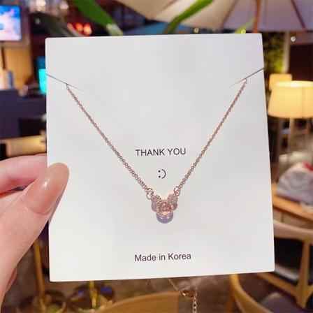 Kvinnor Halsband Kedja Choker Hänge Smycken Flickor Present Mode Temperament Inläggningar Zircon Little Mouse Rose Gold