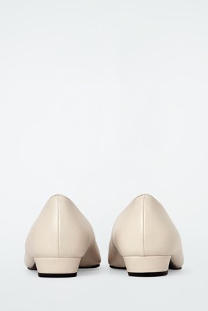 COS Women's Square Toe Leather Court Shoes in White