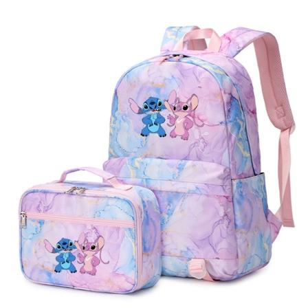 2 stk Disney Lilo Stitch Multi Pocket Ryggsekk med Matpose Ryggsekk style 13