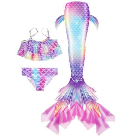 8 stk. piger havfruehale badedragt sæt flæse top bikiniunderdel fiskehale badedragt børn strand pool badetøj 3-16 år 239