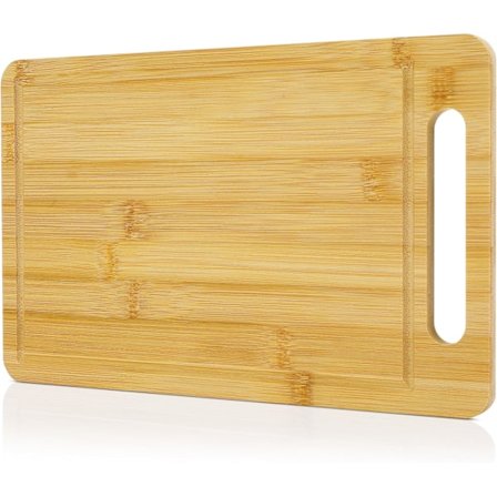 Naturligt bambus skærebræt, hakkebræt med rille og saftkant, multifunktionelt køkken til skæring og servering af appetitvækkere, brød, ost - Tr
