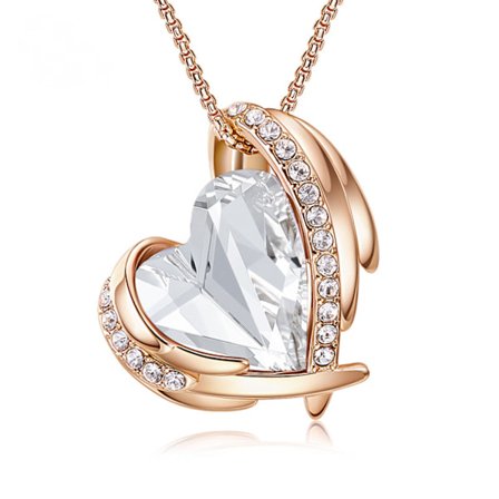 Halsband med ängelhjärtanhänge för kvinnor, ängelkristallhalsband