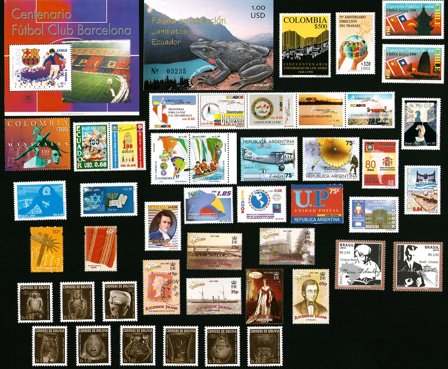 Argentina, Bolivia, Brasil, Chile, Columbia, Ecuador - Frimærkepakke - Post