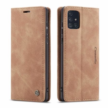 Etui til Samsung A14 5G brun flip-kort lommebok anti-fall