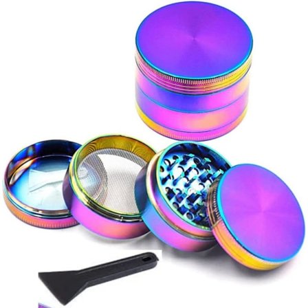 Örtkvarn, Metallkvarn Zinklegering 4 Lager med Pollenuppsamlare, Blad och Magnetiskt Lock, Portabel Kvarn för Torkade Örter och Kryddor - 2.15" (55mm)