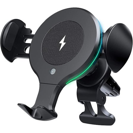 Trådløs Billader, Autosensor Telefonholder til Bil, 10W Hurtigopladning Autospændende Holder, Ventileret Instrumentbræt