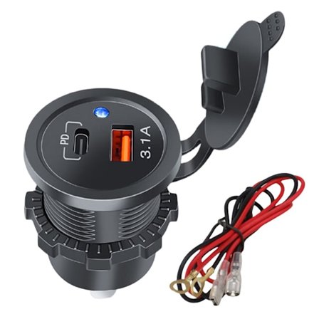 Dobbel Port Billader 12V-24V Hurtiglading For Mobile Enheter Med Sikkerhetsbeskyttelse LED Nattlys