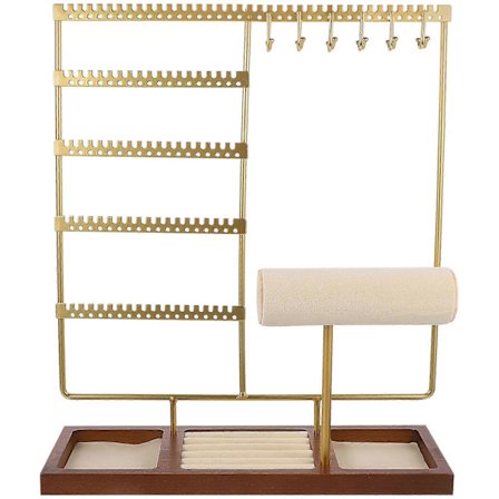 Smyckesställ Organizer Örhänge Organizer Stativ Halsbandshållare Smycken Armbandshållare Guld 35.00X30.00X9.50CM