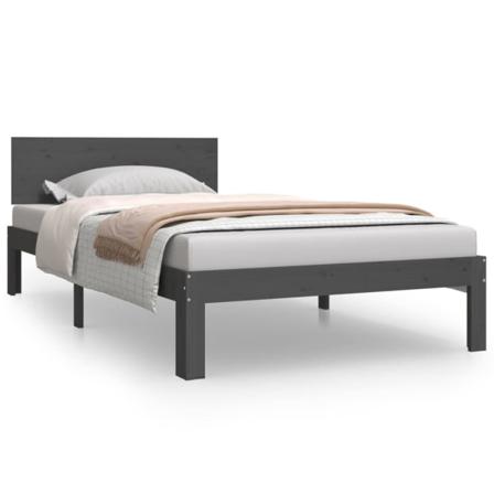 Vidaxl Sängram Grå Massiv Furu 100x200 Cm Grå