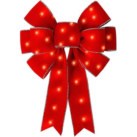 LED Røde Rosetter Juledekorationer Stor Trådbundet Fløjlsroset med LED-lys Kompatibel med Kranse Udendørs, Gr[SL]