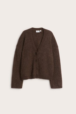 Kappahl | Kardigan z dzianiny z mieszanki moheru | Ciemnobrązowy