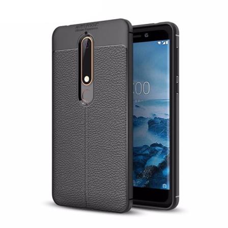 Läder Mönstrat Tpu Skal Nokia 6.1 2018 (ta-1043) Svart