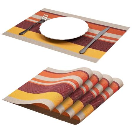 En uppsättning av 5 placemats tvättbara halkfria vinyl PVC värmebeständiga