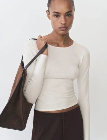 Mango Fine-Knit Fitted Sweater - White - XL