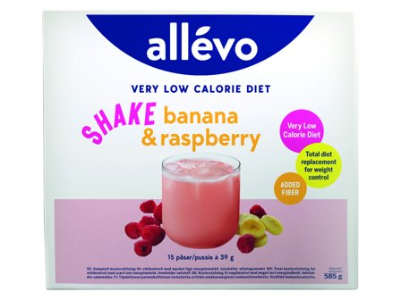 Allevo VLCD Shake Banana & Raspberry, 15x39 g