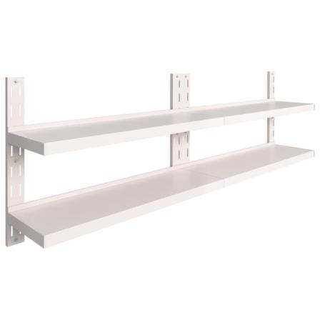 Vidaxl Svävande Vägghylla 2 Plan 2 St Rostfritt Stål 240x30 Cm Grå