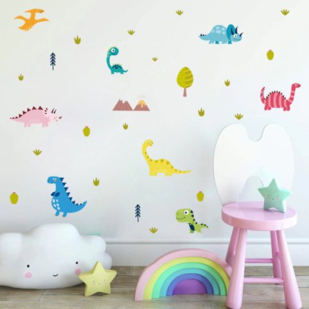 8 små dinosaurier vinyl vägg klistermärken